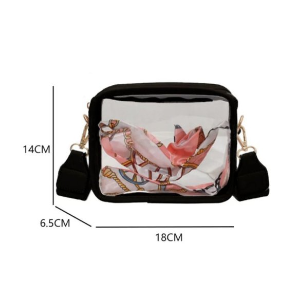 RESTOCKED -⭐NEW** - BLACK Clear PVC Leather Strap Crossbody Bag | OFFERS WELCOME - Picture 4 of 5